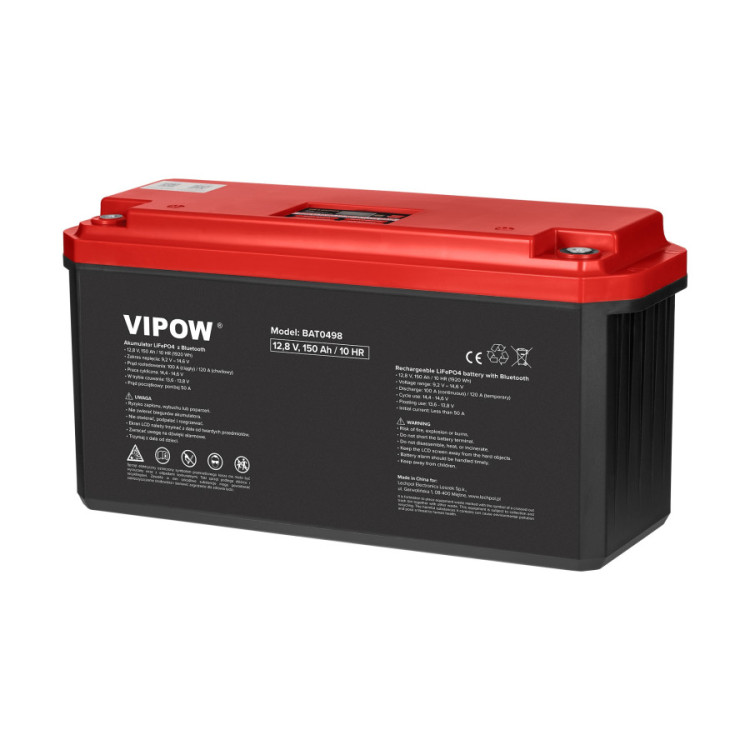 VIPOW LiFePO4 12V 150Ah BMS Bluetooth