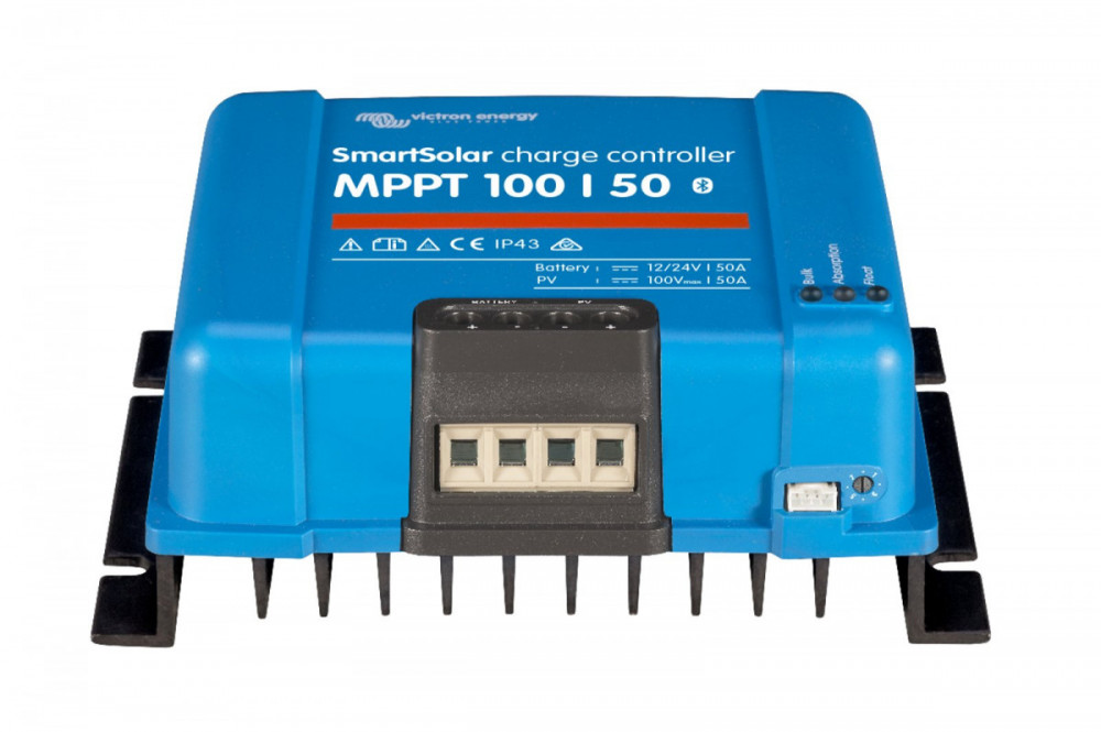 SMART Solar MPPT 100/50, solární regulátor 12/24V 50A 100V s Bluetooth, spodní pohled