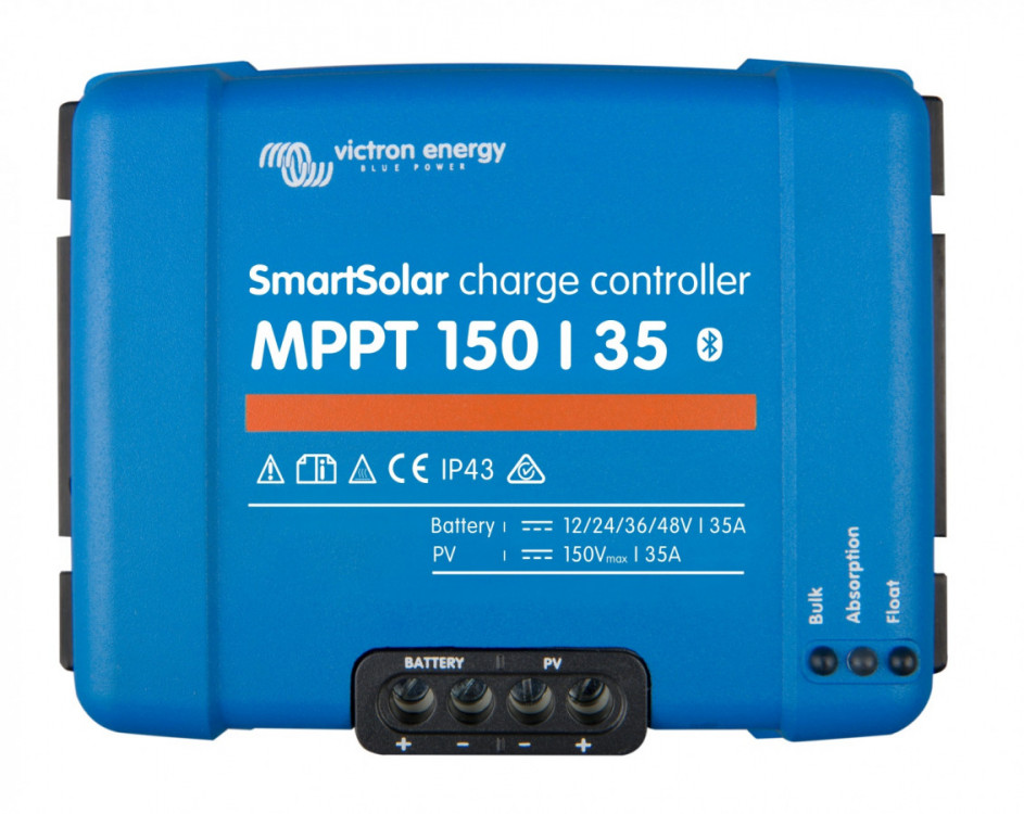 Špičkový ultra rychlý MPPT solární regulátor 35A, až do 150V solárních panelů. Napětí baterie 12/24/48V. Bluetooth zabudované rozhraní.