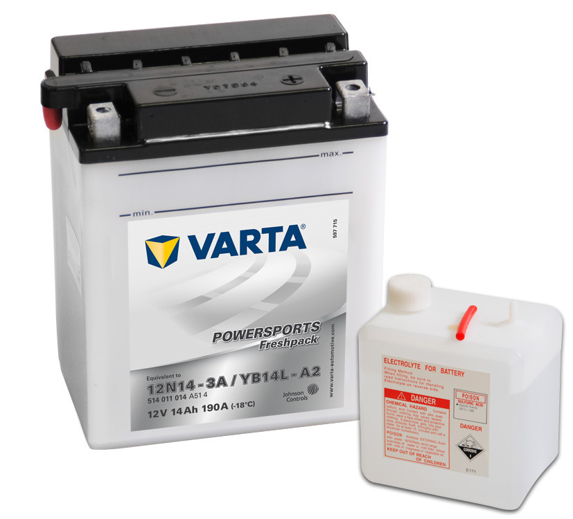 Motobaterie VARTA 514011 YB14L-A2, 12N14-3A 12V 14Ah 140A č. 1